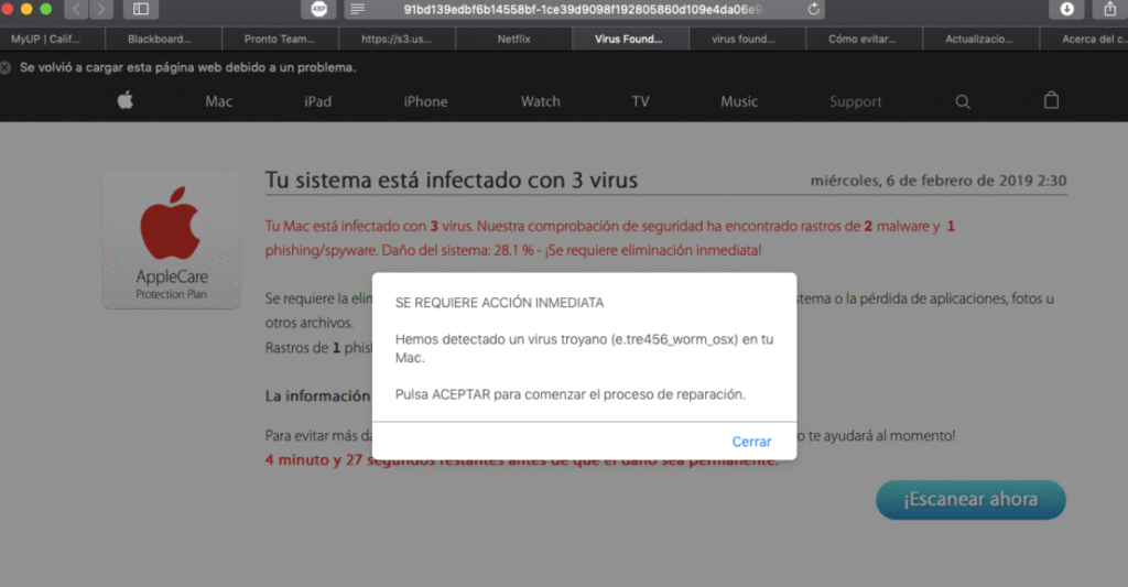 Eliminar virus de página web